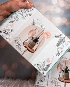 Kit diy étagère rondin macramé moutarde — étagère murale bohème