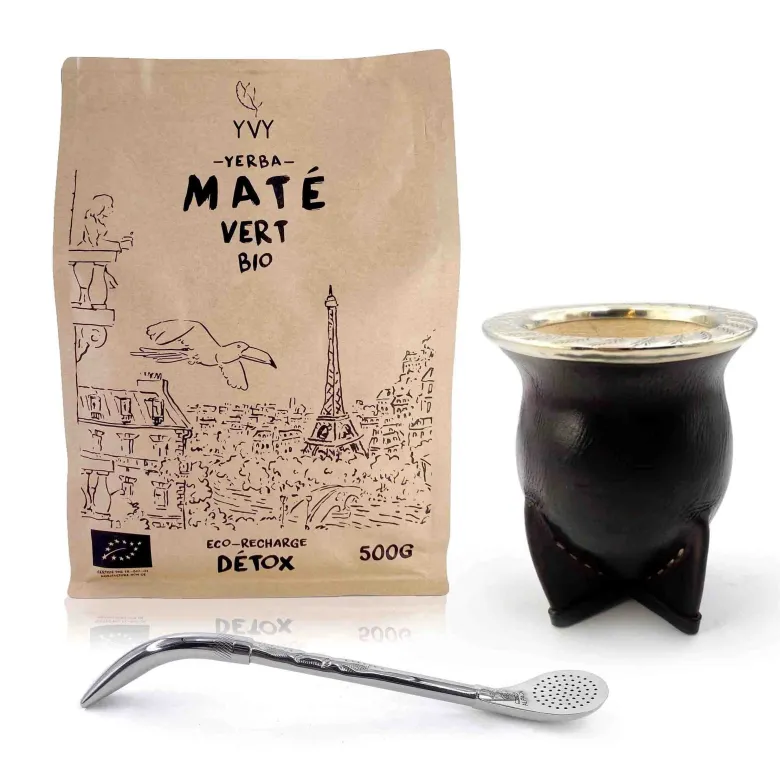 Kit maté camionero alpaca gravée