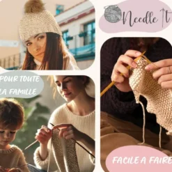 Kit tricot bonnet bleu