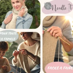 Kit tricot écharpe en laine bleu ciel