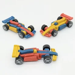 Kit voitures de course en bois coloré