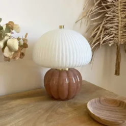 Lampe à poser madeleine verre et céramique marron moka