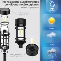 4 lampes solaires extérieures, led