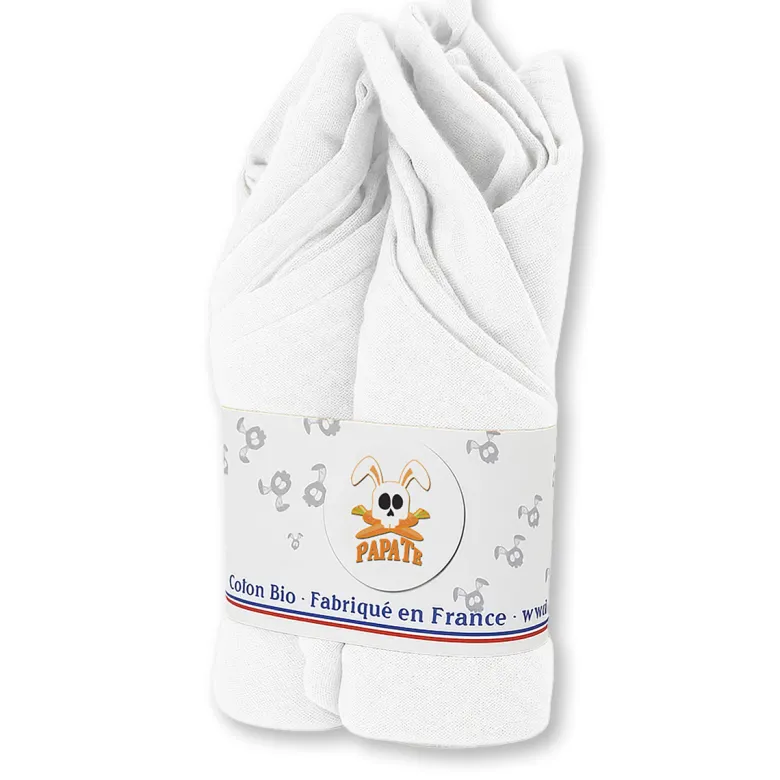 Langes en coton bio blanc