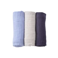 3 langes mousseline de coton #b0cce6 70x
