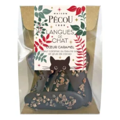 Langues de chat - cœur caramel et chocolat noir 70%