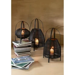 Lanterne bambou noir h.60cm