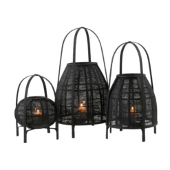 Lanterne bambou noir h.70cm