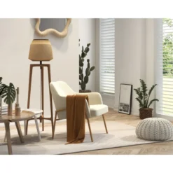 Layton-fauteuil lounge en tissu bouclé ecru
