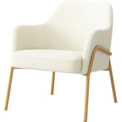Layton-fauteuil lounge en tissu bouclé ecru