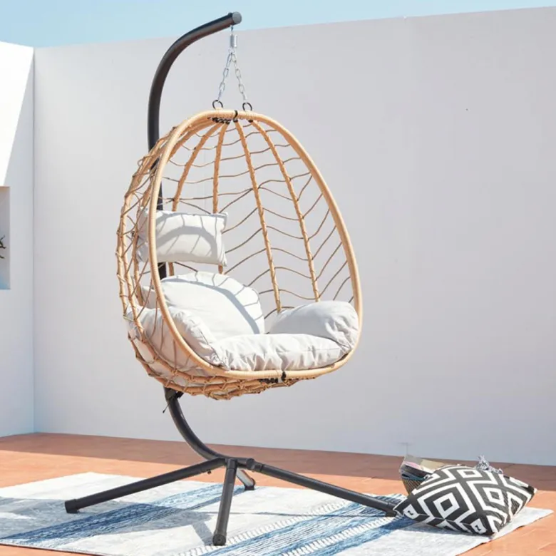 Lima fauteuil suspendu en résine effet rotin naturel
