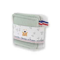 Lingettes coton bio blanc et vert