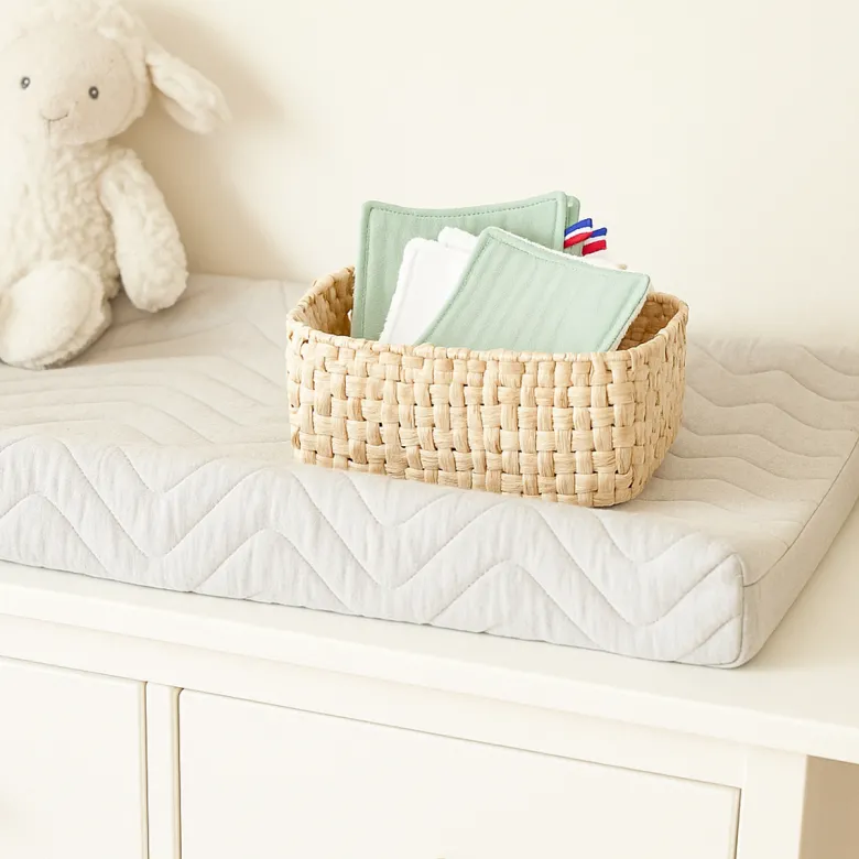 Lingettes coton bio blanc et vert