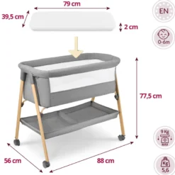 Lit bébé autoportant 3 en 1 avec matelas – pliable et mobile