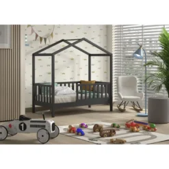 Lit cabane dallas 70x140 cm gris