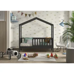 Lit cabane dallas 70x140 cm gris