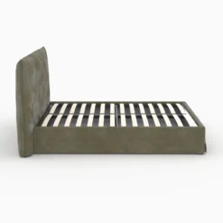 Lit coffre 160x200 cm en tissu vert olive déhoussable - safia
