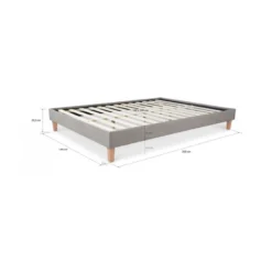 Lit double rembourre 140 x 200 cm gris
