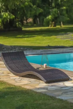 Lot de 2 bains de soleil en résine tressée - chocolat