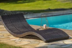 Lot de 2 bains de soleil en résine tressée - chocolat