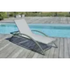 Lot de 2 bains de soleil en toile plastifiéee et aluminium - kaki