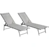 Lot de 2 bains de soleil pliants sicilia textilène gris - structure anthracite