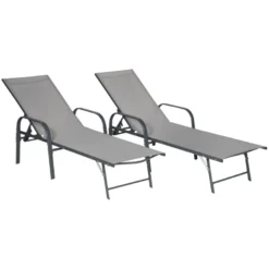 Lot de 2 bains de soleil sardinia en textilène gris struct. Anthracite