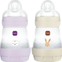 Lot de 2 biberons easy start anti-colique lilas+sable tétine débit 1 (160 ml)
