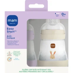 Lot de 2 biberons easy start anti-colique lilas+sable tétine débit 1 (160 ml)