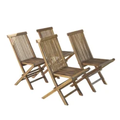 Lot de 4 chaises de jardin pliantes teck