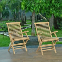 Lot de 2 fauteuils pliants en teck java