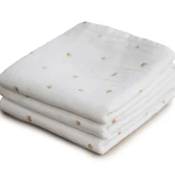 Lot de 3 langes en coton bio crowns (60 x 60 cm)