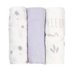 Lot de 3 langes lilas 70x70 cm