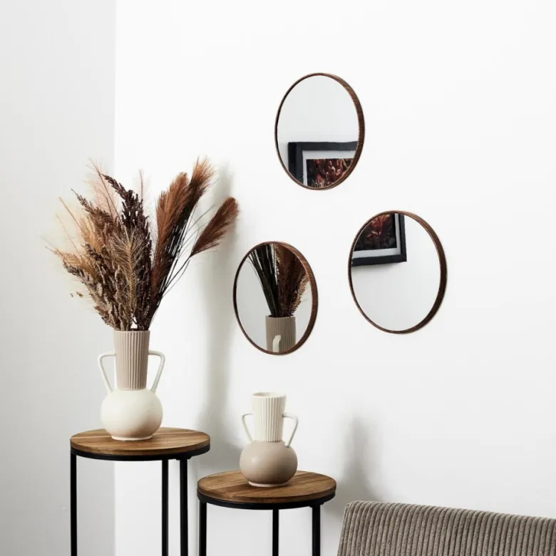 Lot de 3 miroirs effet bois