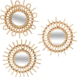 Lot de 3 miroirs rotin soleil d28