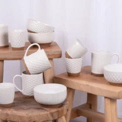 Lot de 4 mugs jaspe beige 35 cl Beige