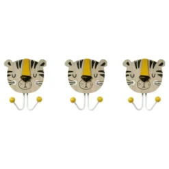 Lot de 3 patères tigre