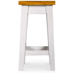 Lot de 2 tabourets bois blanc - théomine