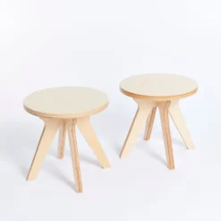 Lot de 2 tabourets en bois