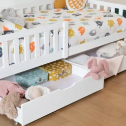 Lot de 2 tiroirs de rangement blancs pour lit