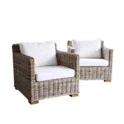 Lot 2 fauteuils de jardin kubu naturel