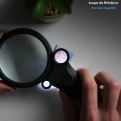 Loupe led 3 lentilles x2,5/x5/x16, 4 led + uv, 19,5 cm