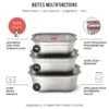 Lunch box en inox micro-ondable -set de 3 x 600ml