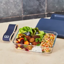 Lunch box verre 600 ml bleu