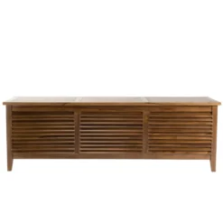 Maeva - coffre de jardin piscine en bois teck huilé 200x55cm