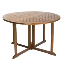 Maeva - table de jardin 4 à 5 pers. Table ronde rabats bois teck huilé