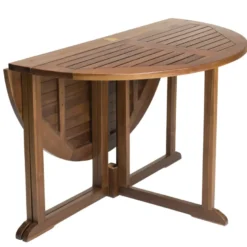 Maeva - table de jardin 4 à 5 pers. Table ronde rabats bois teck huilé