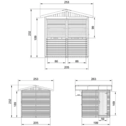 Maison de jardin en bois, étal de marché en bois, bar jardin 232x253x263cm 4m2