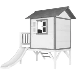 Maisonnette blanche sur pilotis lodge x