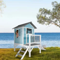 Maisonnette blanche sur pilotis lodge x